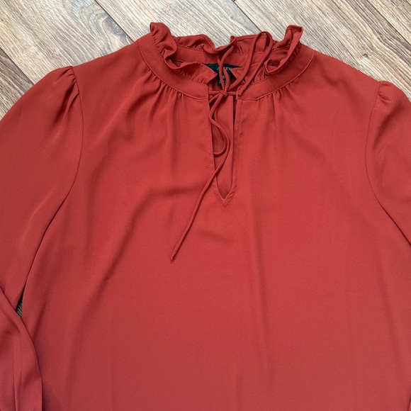 J. Crew Rust Ruffled Blouse - Picture 2 of 13
